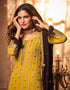 Mustard Yellow Palazzo style Dress Real Georgette Salwar Kameez in Embroidery, Foil Mirror & Lace Work Closure View