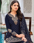 Navy Blue Palazzo style Salwar Suit Faux Georgette Salwar Kameez in Embroidery, Sequins & Lace Work Closure View