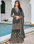 Grey Palazzo style Salwar Suit Faux Georgette Salwar Kameez in Embroidery, Sequins & Lace Work
