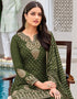 Mahendi Green Palazzo style Salwar Suit Faux Georgette Salwar Kameez in Embroidery, Sequins & Lace Work Closure View