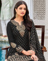 Black Palazzo style Salwar Suit Faux Georgette Salwar Kameez in Embroidery, Sequins & Lace Work Closure View