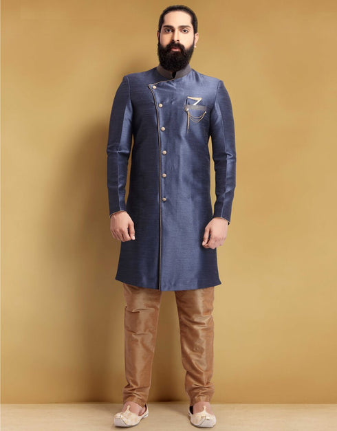 Dark Grey Kurta Silk Chudidaar