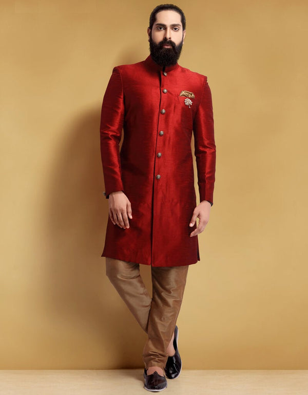 Maroon Kurta Silk Chudidaar