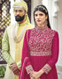 Pink Anarkali style Suit Faux Georgette Salwar Kameez in Cording Embroidery, Sequins & Lace Work Closure View