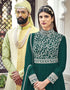 Sea Green Anarkali style Suit Faux Georgette Salwar Kameez in Cording Embroidery, Sequins & Lace Work Closure View