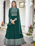 Sea Green Anarkali style Suit Faux Georgette Salwar Kameez in Cording Embroidery, Sequins & Lace Work