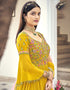 Mustard Anarkali style Salwar Suit Faux Georgette Salwar Kameez in Cording Embroidery, Sequins & Lace Work Closure View