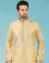 Gold Kurta Jacquard Silk Brocade Chudidaar Closure View