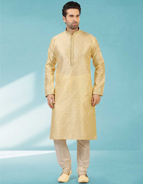 Gold Kurta Jacquard Silk Brocade Chudidaar