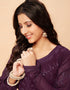 Purple Anarkali style Anarkali Semi-Stitched Suits Salwar Kameez in Embroidery, Sequins & Lace Work Closure View