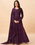 Purple Anarkali style Anarkali Semi-Stitched Suits Salwar Kameez in Embroidery, Sequins & Lace Work