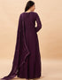 Purple Anarkali style Anarkali Semi-Stitched Suits Salwar Kameez in Embroidery, Sequins & Lace Work Closure View Embroidery Back side View