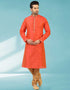 Rust Kurta Jacquard Silk Brocade Chudidaar