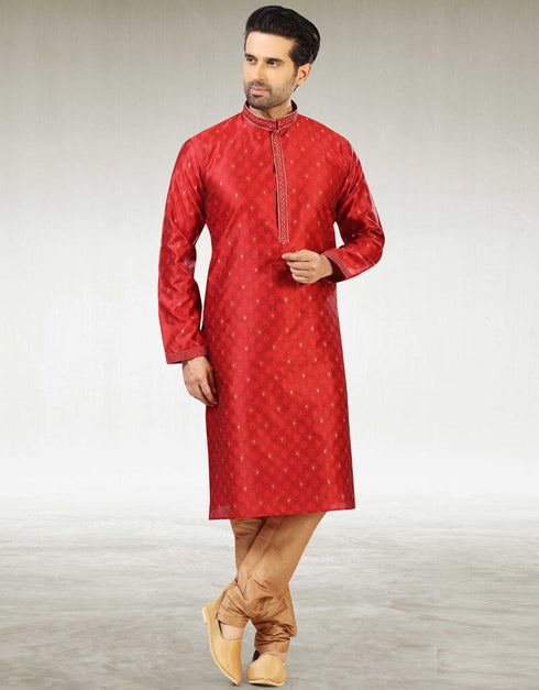 Maroon Kurta Jacquard Silk Brocade Chudidaar