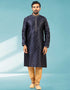Navy Blue Kurta Jacquard Silk Brocade Chudidaar