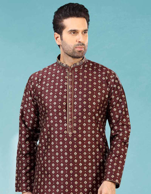 Maroon Kurta Jacquard Silk Brocade Chudidaar