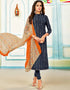 Navy Blue Chanderi Cotton Chudidar Salwar Suits