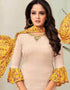 Cream Chanderi Cotton Pant Salwar Kameez Closure View