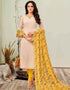 Cream Chanderi Cotton Pant Salwar Kameez