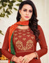 Rust Chanderi Cotton Pant Salwar Kameez Closure View