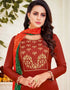 Rust Chanderi Cotton Chudidar Salwar Suits Closure View