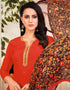 Red Chanderi Cotton Pant Salwar Kameez Closure View