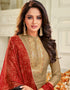 Beige Chanderi Cotton Chudidar Salwar Suits Closure View