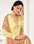 Light Yellow Chanderi Cotton Pant Dress Closure View
