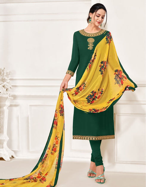 Green Chanderi Cotton Pant Dress
