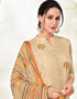 Beige Chanderi Cotton Pant Dress Closure View