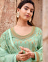 Sea Green Dola Jacquard Lehenga Salwar Suits Closure View