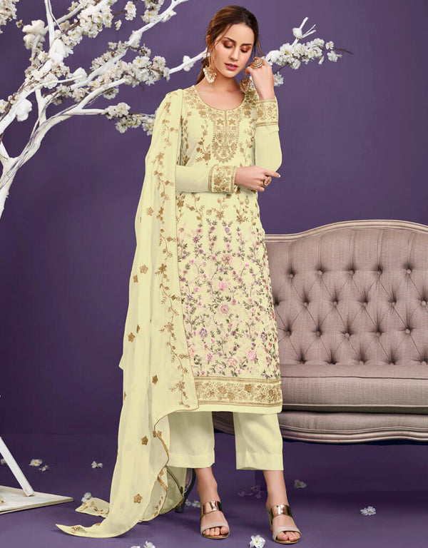 Yellow Alizeh Georgette Pant Straight