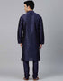 Navy Blue Kurta Dupion Silk Chudidaar Closure View