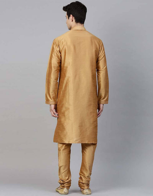 Gold Kurta Dupion Silk Chudidaar Closure View
