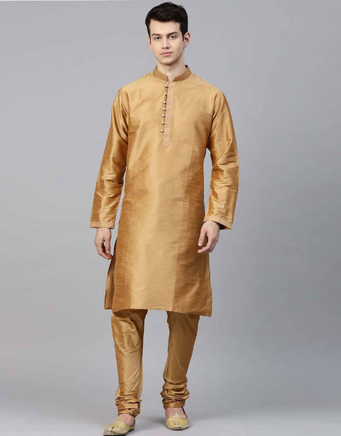 Gold Kurta Dupion Silk Chudidaar