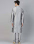 Grey Kurta Dupion Silk Chudidaar Closure View