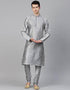 Grey Kurta Dupion Silk Chudidaar