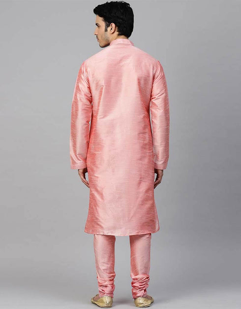 Pink Kurta Dupion Silk Chudidaar Closure View