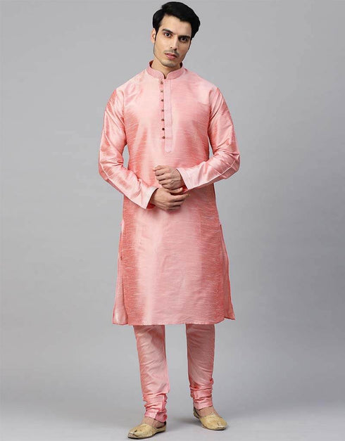 Pink Kurta Dupion Silk Chudidaar