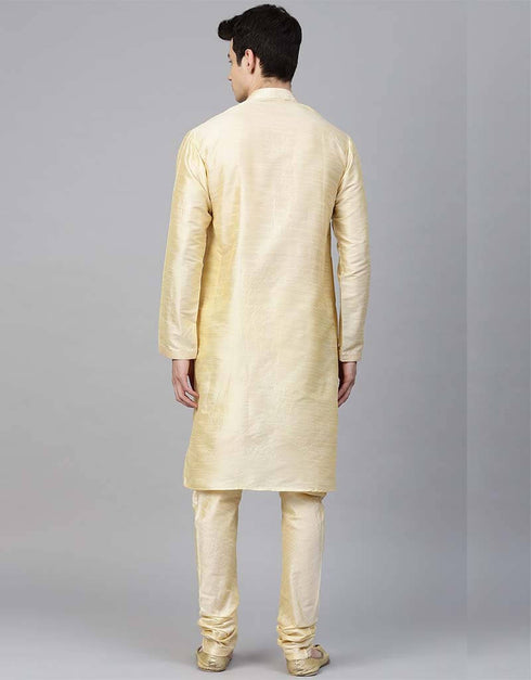 Cream Kurta Dupion Silk Chudidaar Closure View