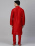 Red Kurta Dupion Silk Chudidaar Closure View