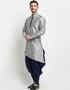 Grey Kurta Dupion Silk Dhoti Closure View
