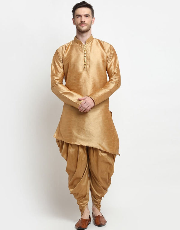 Gold Kurta Dupion Silk Dhoti