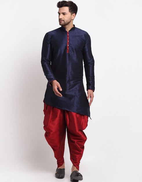 Blue Kurta Dupion Silk Dhoti
