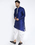 Blue Kurta Dupion Silk Dhoti Closure View