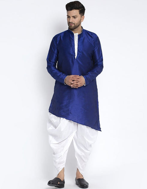 Blue Kurta Dupion Silk Dhoti