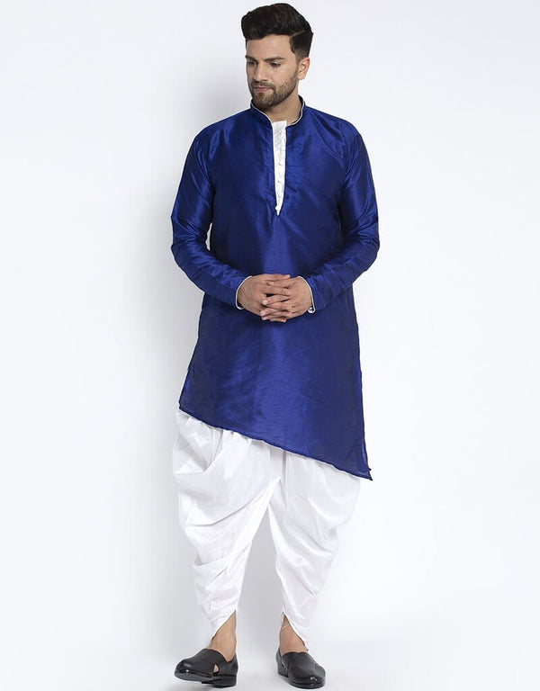 Blue Kurta Dupion Silk Dhoti