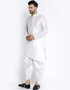 White Kurta Dupion Silk Dhoti Closure View