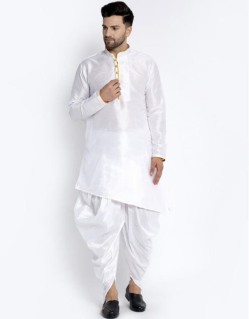 White Kurta Dupion Silk Dhoti