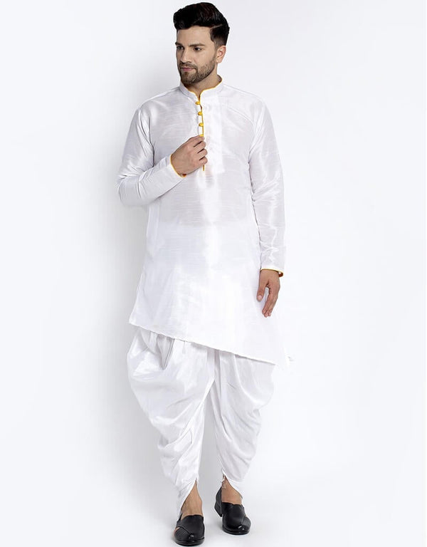 White Kurta Dupion Silk Dhoti